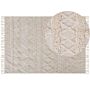 Area Rug Beige Cotton 160 X 230 Cm Minimalistic Tufted Geometric Pattern