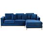 Corner Sofa Blue Velvet Upholstered L-shaped Left Hand Orientation