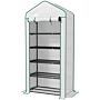 Outsunny 5 Tier Widened Mini Greenhouse W/ Reinforced Pe Cover, Portable Green House W/ Roll-up Door & Wire Shelves, 193h X 90w X 49dcm, White