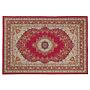 Area Rug Carpet Red Multicolour Polyester Fabric Floral Oriental Pattern Rubber Coated Bottom 140 X 200 Cm