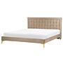 Upholstered Bed Frame Taupe Velvet Eu King Size 160x200 Cm 5ft3 Headboard Golden Legs