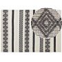 Area Rug Beige And Grey Wool Polyester 160 X 230 Cm Hand Woven Geometric Pattern