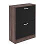 2 Drawer Shoe Cabinet, Walnut & Black