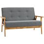 Homcom Modern 2-seat Sofa Linen Fabric Upholstery Tufted Couch With Rubberwood Legs Dark Grey