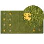 Wool Area Rug Green 80 X 150 Cm Hand Tufted Western Motif