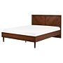 Eu King Size Panel Bed 5ft3 Dark Wood Slatted Frame