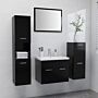 Vidaxl Bathroom Furniture Set Black Engineered Wood