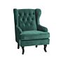 Wingback Chair Green Velvet Upholstery Black Legs