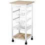 Homcom Mobile Rolling Kitchen Island Trolley, Serving Cart With Drawer & Basket, White