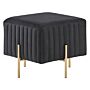 Footstool Black Velvet Upholstered Ottoman Pouffe Gold Metal Legs 48 X 48 Cm Square Seat Glamour Beliani