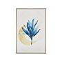 Framed Canvas Wall Art Beige And Blue 63 X 93 Cm Floral Motif Modern Wall Décor For