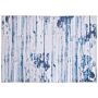 Area Rug Carpet Beige And Blue Polyester Fabric Abstract Distressed Pattern Rubber Coated Bottom 160 X 230 Cm