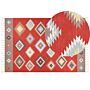 Kilim Area Rug Multicolour Cotton 200 X 300 Cm Low Pile Geometric Pattern Rectangular