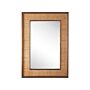 Wall Mirror Light Wood Rectangular 54 X 74 Cm Solid Wood Handmade Fir Frame Bamboo Basket Weave