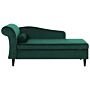 Chaise Lounge Green Velvet Upholstery With Storage Left Hand With Bolster