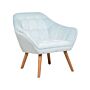 Armchair Light Blue Velvet Fabric Upholstery Glam Accent Chair With Wooden Legs