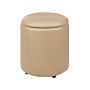 Pouffe Beige Faux Leather 40 X 38 Cm With Storage Stool