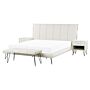 Bedroom Set White Eu King Size 5ft3 Bed 2 Bedside Tables Bed Bench Modern Headboard Beliani