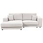 Right Hand 3 Seater Corner Sofa White Fabric Upholstered Track Armrests Additional Cushions Minimalistic Modern Style Beliani