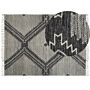 Rug Off-white Black Cotton Wool 160 X 230 Cm Geometric Pattern Runes Tribal Tassels Oriental