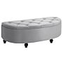 Homcom Semi-circle Storage Ottoman Bench Tufted Upholstered Accent Seat Footrest Stool With Rubberwood Legs, Grey