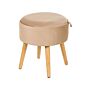 Stool Beige Velvet Upholstered Storage Tray Top Glamour Style Beliani