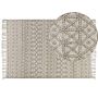 Rug Beige Wool Polyester 160 X 230 Cm Geometric Pattern Tassels