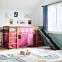 Vidaxl Kids' Loft Bed With Curtains Pink 90x200 Cm Solid Wood Pine