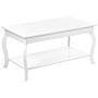 Coffee Table White Mdf Particle Board 101 X 55 Cm With Shelf Classic Design