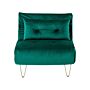 Small Sofa Bed Dark Green Velvet 1 Seater Fold-out Sleeper Armless With Cushion Metal Gold Legs