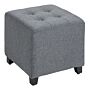 Homcom Linen-look Square Ottoman Footstool W/ Button Tufts Wood Frame Padding Fabric Upholstered Stylish Home Furniture Footrest Side Table Grey