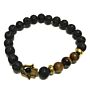 Lava Stone Bracelet - Hamsa Tiger Eye