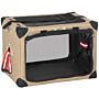 Pawhut Pet Carrier Folding Cat Carrier Portable Dog Bag Pet Travel Carrier W/ Cushion, Adjustable Strap For S & Xs Dogs, Khaki