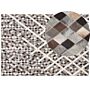 Area Rug Brown Beige 160 X 230 Cm Cowhide Leather Geometric Pattern