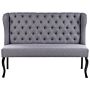 Kitchen Sofa Grey Polyester Fabric Upholstery 2-seater Wingback Tufted Black Cabriole Legs