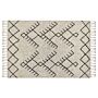 Area Rug Beige And Black Cotton 140 X 200 Cm Rectangular With Tassels Geometric Pattern