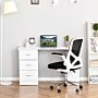 Homcom 120cm Computer Desk Writing Table Pc Workstation Study Laptop Stationery W/ 3 Shelf & Drawers White