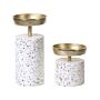 Candle Holder Gold Aluminum Terrazzo Glamour Accent Piece Decoration Table Centrepiece