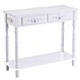 Homcom Console Table Modern Sofa Side Desk With Storage Shelves Drawers For Living Room Entryway Bedroom White