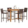 Vidaxl 5 Piece Garden Bar Set Brown Solid Wood Acacia And Poly Rattan