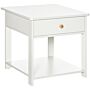 Homcom Bedside Table With Drawer And Bottom Shelf, Square Side End Table, White