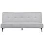 Sofa Bed Light Grey Fabric Convertible 3 Seater Armless