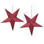 Set Of 2 Star Lanterns Red Glitter Paper 60 Cm Hanging Christmas Home Decororation Seasonal Festive