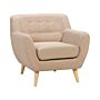 Armchair Chair Beige Tufted Back Light Wood Legs Thickly Padded Living Room Nursery