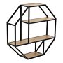 Seaford Octagonal Metal Wall Shelf In Black & Oak