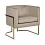 Armchair Taupe Golden Metal Frame Round Back