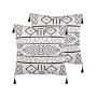 Set Of 2 Cushions White And Black Polyester Cover 45 X 45 Cm Decorative Pillows Geometric Pattern