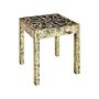 Side Table Gold Black With Carved Pattern Square Mango Wood Living Room Hallway Rustic Oriental