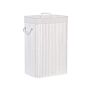 Storage Basket White Bamboo With Lid Laundry Bin Boho Practical Accessories