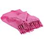 Blanket Pink Cotton 125 X 150 Cm Geometric Pattern Knitted Throw